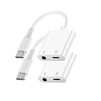 [MFi Certified] iPhone 15 Headphone Adapter, 2 Pack USB C to 3.5 mm Headphones/Earphones Aux Audio + PD Charger Jack Adapter Splitter Dongle for iPhone 15/15 Pro/15 Pro Max/15 Plus, iPad Pro