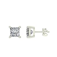 1.86CT Princess Cut Moissanite Stud Earring, Solitaire Stud 925 Silver Earring