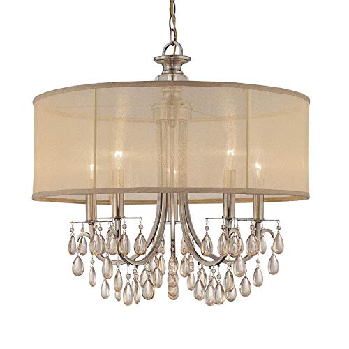 Hampton 5 Light Drum Shade Brass Chandelier