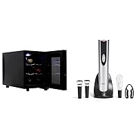 Koolatron 6 Bottle Wine Cooler (16L) and Oster Electric Wine Opener Kit with Aerating Pourer, Vacuum Stoppers and More