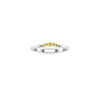 0.50 Ctw Round Cut Lab Created Yellow Sapphire Five Stone Womens & Girls Engagement Anniversary Ring 14K White Gold Plated