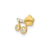 14k Gold 19 Gauge Music Note and CZ Cubic Zirconia Simulated Diamond Cartilage Body Jewelry Measures 8.48x4.74mm Wide Jewelry Gifts for Women