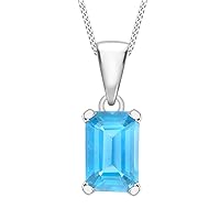 Carissima Gold 9 ct White Gold Re ctangle Blue Topaz Pendant on Chain Necklace of 46 cm/18 inch