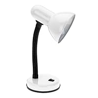Simple Designs LD1003-WHT Basic Metal Desk Lamp with Flexible Hose Neck for Office, Living Room, Bedroom, College Dorm, Bookshelf, White (Pack of 1)