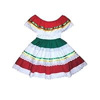 Girl's Traditional Mexican Birtday, Christmas, Cinco De Mayo, Cultural Fiesta Dress with Lace & Ribbons Trims Size 2-14