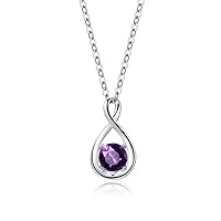 14K Solid White Gold Birthstone Pendant with Sterling Silver Adjustable Chain Dainty Infinity Gemstone Necklace Fine Jewelry Anniversary Birthday Mother's Day Gifts for Women Girls Wife Lady Her