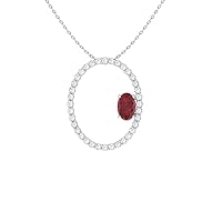 Diamondere Natural and Certified Oval Cut Gemstone and Diamond Necklace in 14k White Gold | 0.81 Carat Pendant with Chain