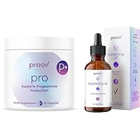 Proov Balance Bundle | Natural Fertility Supplement (Pro) + Balancing Oil with Progesterone (2500 mg bio-Identical USP) for face and Body, MCT Oil and Vitamin E Oil