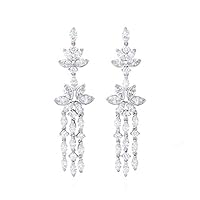 8.95 CT Marquise Cut Created Diamond Flower Drop Dangle Earrings 14k White Gold Over