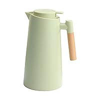 Coffee Carafe,1L Thermal Coffee Carafe Double Walled Vacuum Coffee Pot Thermal Carafe Thermos Pot with Wood Handle Water Kettle Insulated Flask Tea Carafe Keeping Hot Cold