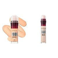 Maybelline Instant Age Rewind Eraser Treatment Makeup SPF 18 with Goji Berry and Collagen Creamy Ivory 1 Count and Instant Age Rewind Eraser Dark Circles Treatment Concealer 110 1 Count
