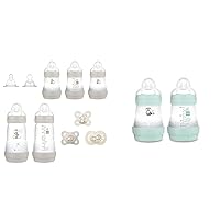 MAM Matte Essentials Newborn Baby Care Gift Set with Anti-Colic Bottles, Slow Flow Nipples, and Pacifiers for Boys and Girls, 10 Pieces