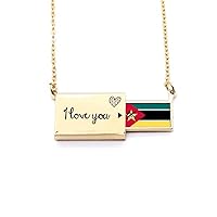 MozambiqueNational Flag Africa Country Letter Envelope Necklace Pendant Jewelry