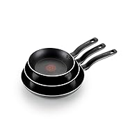 T-fal Specialty Nonstick Fry Pan Set 3 Piece, 8, 9.5, 11 Inch Oven Safe 350F Cookware, Pots and Pans, Dishwasher Safe Black