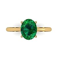 2.1 ct Brilliant Oval Cut Solitaire Simulated Emerald Classic Anniversary Promise Engagement ring 18K Yellow Gold for Women