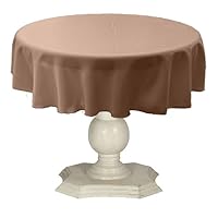 New Creations Fabric & Foam Inc, Tablecloth Solid Dull Bridal Satin Overlay for Small Coffee Table Seamless. (Khaki, 51