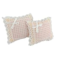 Melody Jane Dolls Houses House Miniature 1:12 Scale Accessory Lace Trimmed Pink Gingham Cushions