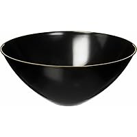 Black Plastic Organic Salad Bowl (Pack of 1) - 112 Oz. - Sleek Gold Rim Design, Perfect for Meal Prep, Family Gatherings, BBQs, Parties, Holiday Entertaining, Everyday Use, & More