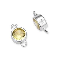 4pcs Adabele Real 925 Sterling Silver November Birthstone Link 6mm Yellow Topaz Cubic Zirconia Gemstone Connector Tarnish Resistant Hypoallergenic for Jewelry Making SXP10-11
