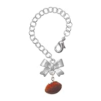 Resin Football - Silvertone Bow Charm Accessory for Tumblers and Thermal Cups