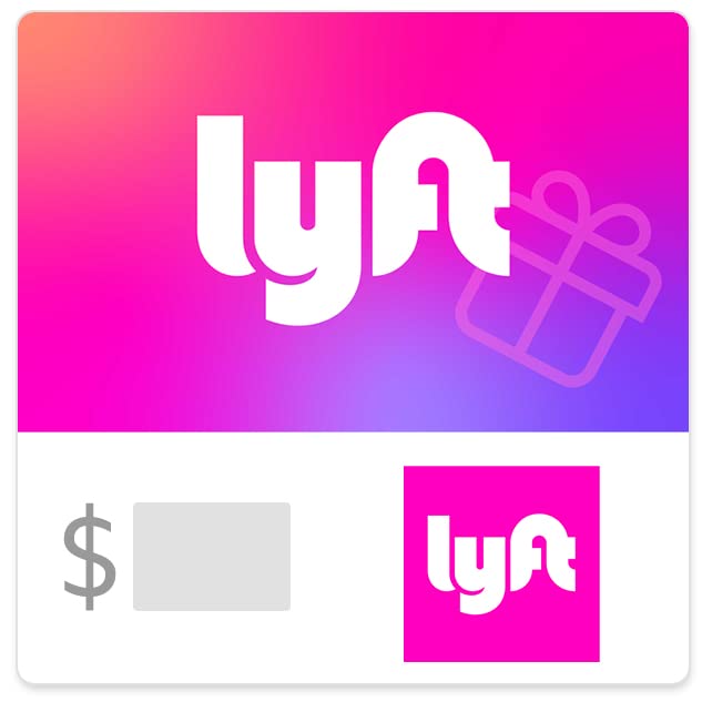 Lyft Gift Card - E-mail Delivery — rideshare, bikes, scooters, shared rides, Lyft XL, Lyft Lux, Lux Black, Lux Black XL.