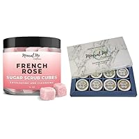 Body Scrub Exfoliator - 12oz FRENCH ROSE Sugar scrub cubes w/Mango Butter & Shea butter, Shower Bombs Aromatherapy, Shower Steamers with Organic Essential Oils for Vaporizing Steam Spa