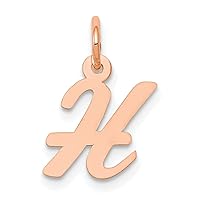 14k Rose Gold Small Script Letter H Initial Charm Pendant Necklace Jewelry Gifts for Women