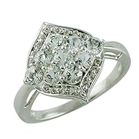 Stunning Aquamarine Round Shape 3MM Natural Earth Mined Gemstone 14K White Gold Ring Wedding Jewelry for Women & Men