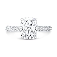 Neerja Jewels 4 CT Cushion Diamond Moissanite Engagement Ring Wedding Ring Eternity Band Vintage Solitaire Halo Hidden Prong Silver Jewelry Anniversary Promise Ring Gift