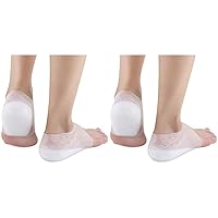 Height Increase Heels Cushion Insole, Gel Heel Invisible Height Elevators, Heal Dry Cracked Heels, Arch Support, Heel Protectors, Heel Support 2CM (Pack of 2) White