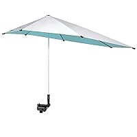 G4Free UPF 50+ Height Adjustable Chair Umbrella with Universal Clamp for Beach Chair, Golf Cart, Wheelchair, Stroller, Bleacher, Patio (Lake Blue)
