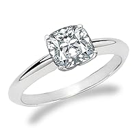 1.50 Carat Laser Inscribed IGI Certified Cushion Cut Lab Grown Diamond 14K White Gold, Yellow Gold, Platinum Classic Solitaire Engagement Ring (F Color, VS1-VS2 Clarity)