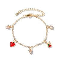 Strawberry Bracelet Girl Sweet Love Zircon Small Fresh Student Bracelet Girlfriend Gift，Safety Knot Lucky Cloud Bracelet Beautiful Fashion Jewellery Ladies Gift