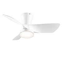 SUNMORY Ceiling Fans with Lights and Remote, 30 inch Low Profile Ceiling Fan with Light, Modern Flush Mount Ceiling Fan for Bedroom/Kitchen/Dining Room/Patio, 6 Wind Speeds, Dimmable, White