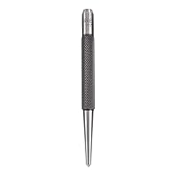 Starrett Steel Center Punch with Round Shank and Knurled Finger Grip - Hardened and Tempered, 4