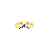 1.00 Ctw Marquise Cut Lab Created Blue Sapphire Band Womens Engagement Wedding Ring 14K Yellow Gold Plated
