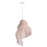 River Snail Rattan Chandelier Creative Personality Southeast Asian Retro Cafe Restaurant Balcony Hanging Light Study Rattan E27 Lighting Pendant Lamp Lovely (Color : Natural)