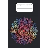 Composition Notebook: Rainbow Mandala Notebook Cover, Flower Pattern Journal, College Ruled Line Paper for Women & Men, Girls & Boys at School, College, Office, Home, Travel (90 pages, 6x9 