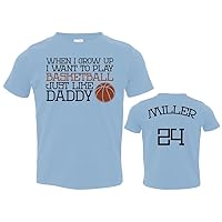 Custom Basketball Toddler Shirt, When I Grow UP, Basketball Like Daddy (Name & Number On Back), Jersey, Personalized Toddler (5-6T, Blue)