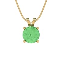 Clara Pucci 1.0 ct Round Cut unique Fine jewelry Green Simulated Diamond Nano Solitaire Pendant With 16