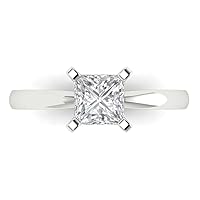 Clara Pucci 1.0 ct Princess Cut Solitaire Genuine Moissanite Engagement Wedding Bridal Promise Anniversary Ring in 14k White Gold