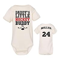 Custom Hockey Onesie, DADDY's Little HOCKEY BUDDY (Name & Number On Back) Personalized Onesie, Baby Clothes, Short Sleeve