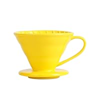 Ceramic Hand Made Coffee Filter Cup V60 Conical Filter Thread Drip Coffee Cup Coffee Dripper Creative Coffee Appliance (Color : Yellow)