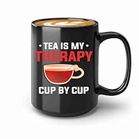 Tea Lover Coffee Mug 15oz Black -Tea is my - Gift Tea enthusiast tea connoisseur beverage decoction refereshment