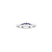 0.80 Ctw Round Cut Lab Created Blue Sapphire Womens Five Stone Promise Engagement Wedding Ring 14K White Gold Plated For Womens