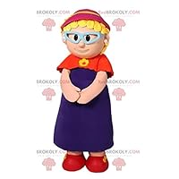 Little girl REDBROKOLY Mascot with a red cardigan and a fuchsia hat
