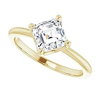 14K Solid Yellow Gold Handmade Engagement Ring 1.00 CT Asscher Cut Moissanite Diamond Solitaire Wedding/Bridal Ring for Women/Her Gorgeous Ring