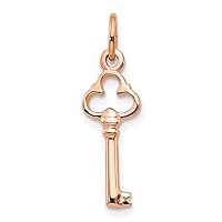 5mm 10k Rose Gold Solid Key Charm Pendant Necklace Jewelry for Women