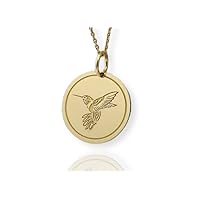 14K Solid Gold Hummingbird Pendant, Flying Bird Necklace