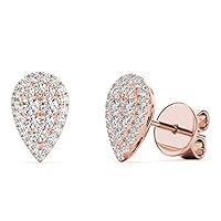 The Diamond Deal 18kt White Gold Womens Pear-shaped Cluster Stud VS Diamond Earrings 0.33 Cttw